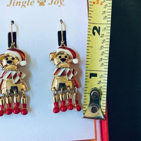 NWT Holiday Dog Gold Christmas Earrings - Picture 2 of 3